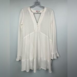 guitii Los Angeles Long Sleeve White Mini Dress Henley Thermal Sz M